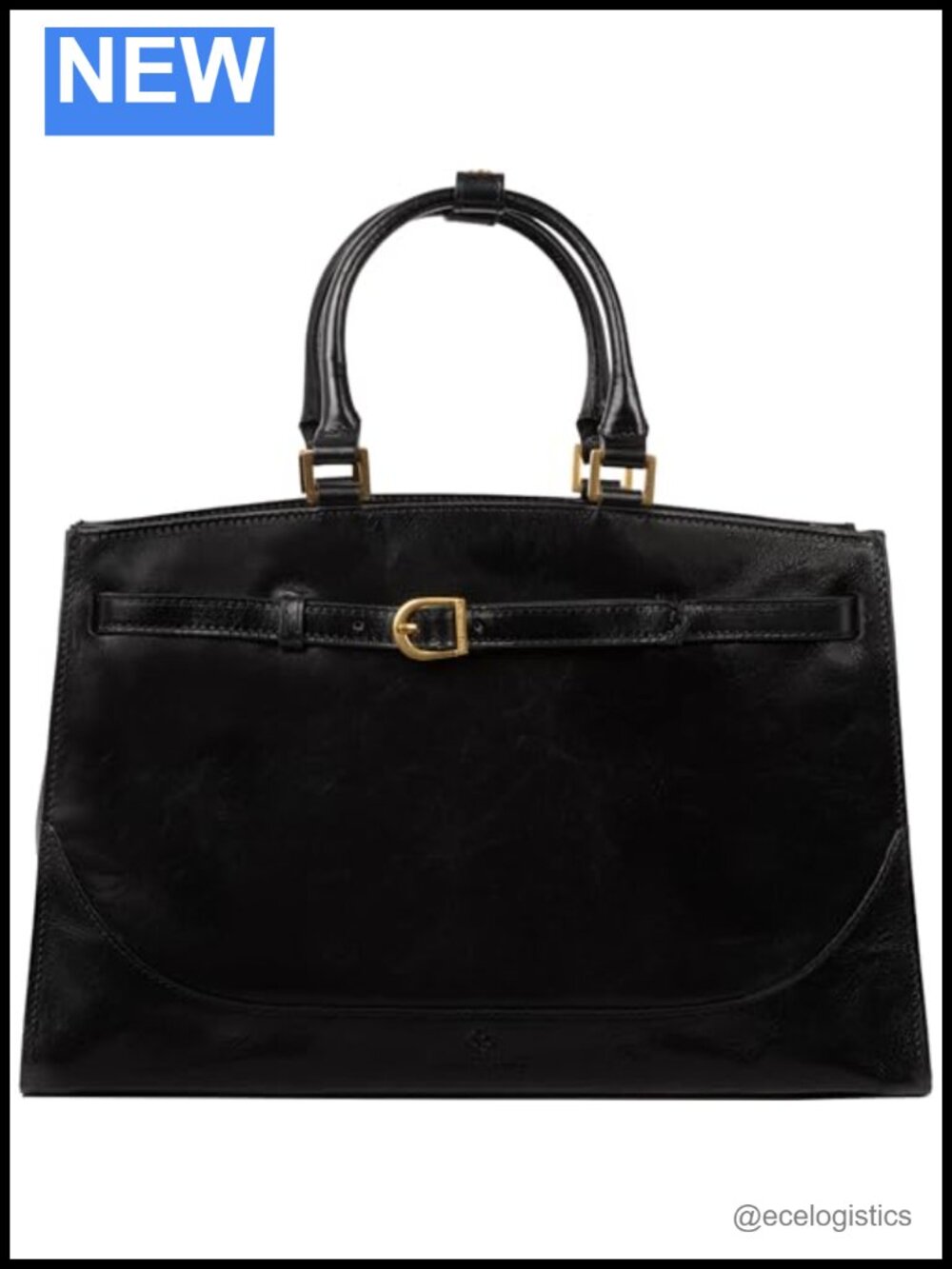 Full-Grain Leather Tote Bag - Structured Handbag with Adjustable Strap
